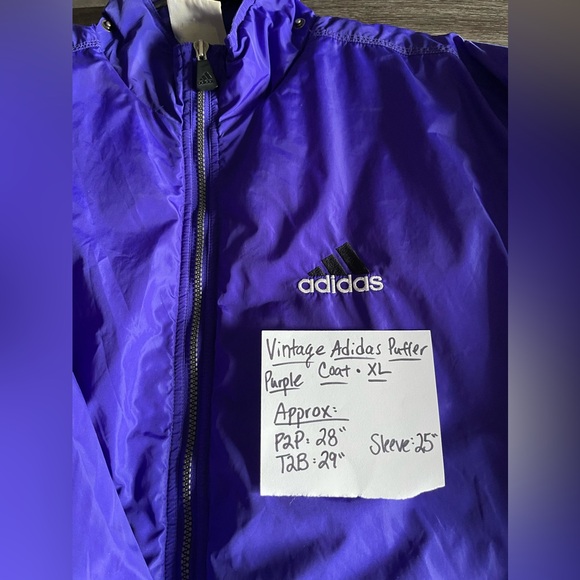 Vintage 90’s Adidas Puffer Coat - Three Stripe Full Zip - Size XL - Picture 2 of 15